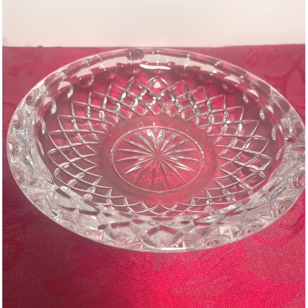 Vintage Princess House Crystal Ashtray Royal Highlights Diamond Pattern 7" Heavy